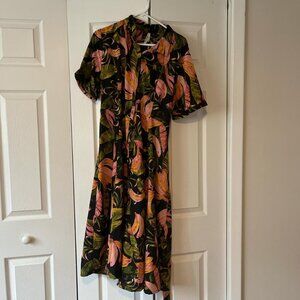 Black and pink floral shirtwaist dress in size XL
